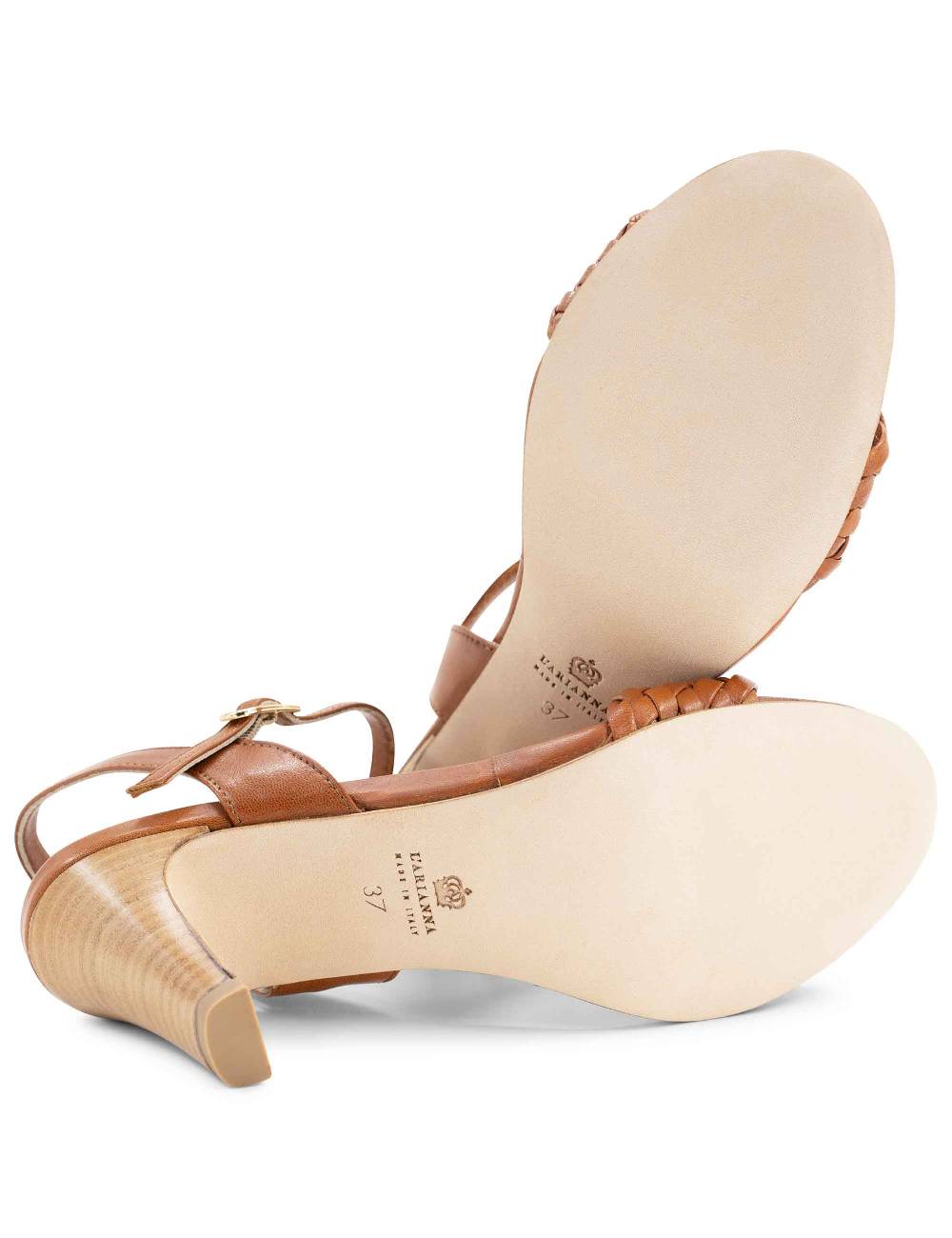 L'ARIANNA Sandali Ds1733/c donna in cuoio con cinturino alla caviglia e fascia intrecciata anteriore Negozio
