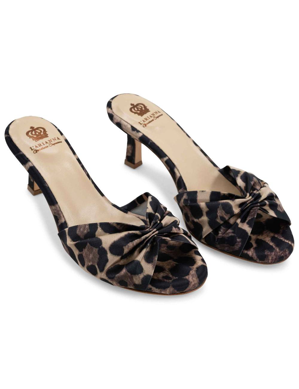 L'ARIANNA Sandali ds1649/rt donna inraso animalier color nero con tacco basso Moda