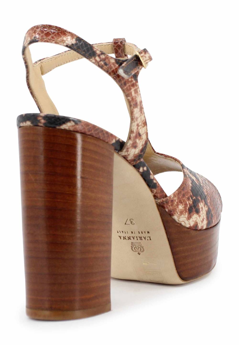L'ARIANNA Sandali ds7010 donna in pelle stampata castagne con cinturino tacco alto e plateau Offerta migliore