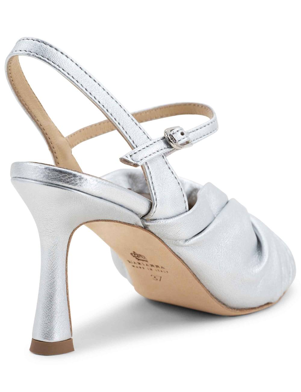 L'ARIANNA Sandali ds1535/rt donna in pelle argento con suola in cuoio Italy