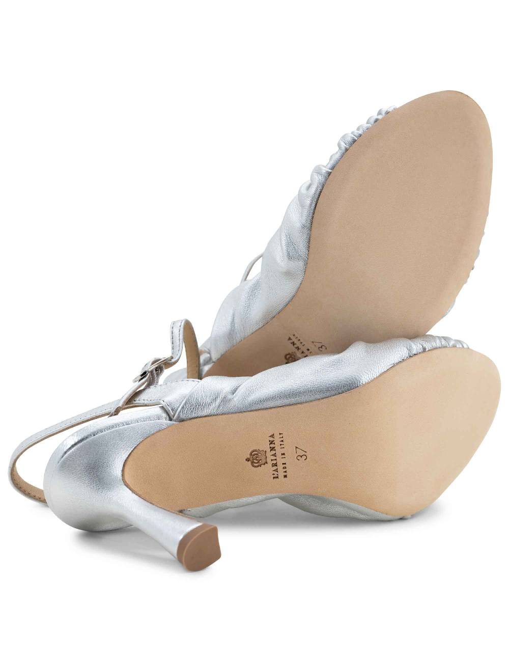 L'ARIANNA Sandali ds1535/rt donna in pelle argento con suola in cuoio Italy