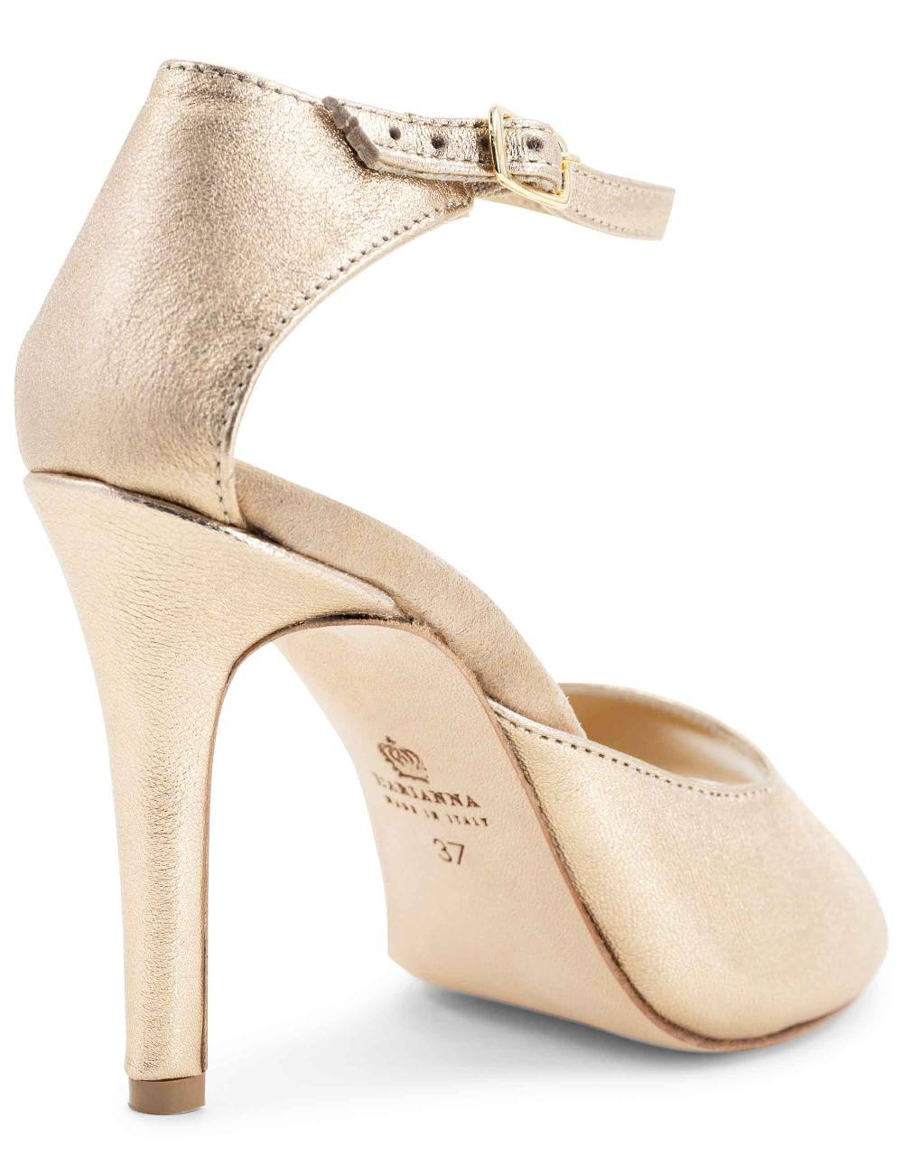 L'ARIANNA Sandali DS1518 donna in pelle laminata nude con tacco alto e cinturino alla caviglia L'Arianna Promozione