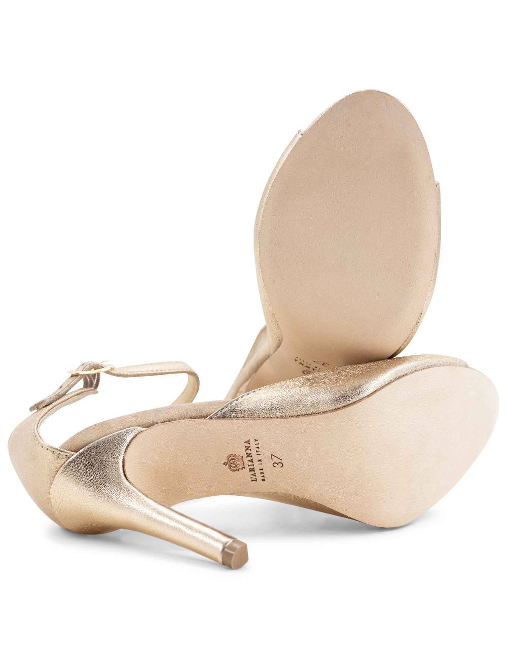 L'ARIANNA Sandali DS1518 donna in pelle laminata nude con tacco alto e cinturino alla caviglia L'Arianna Promozione