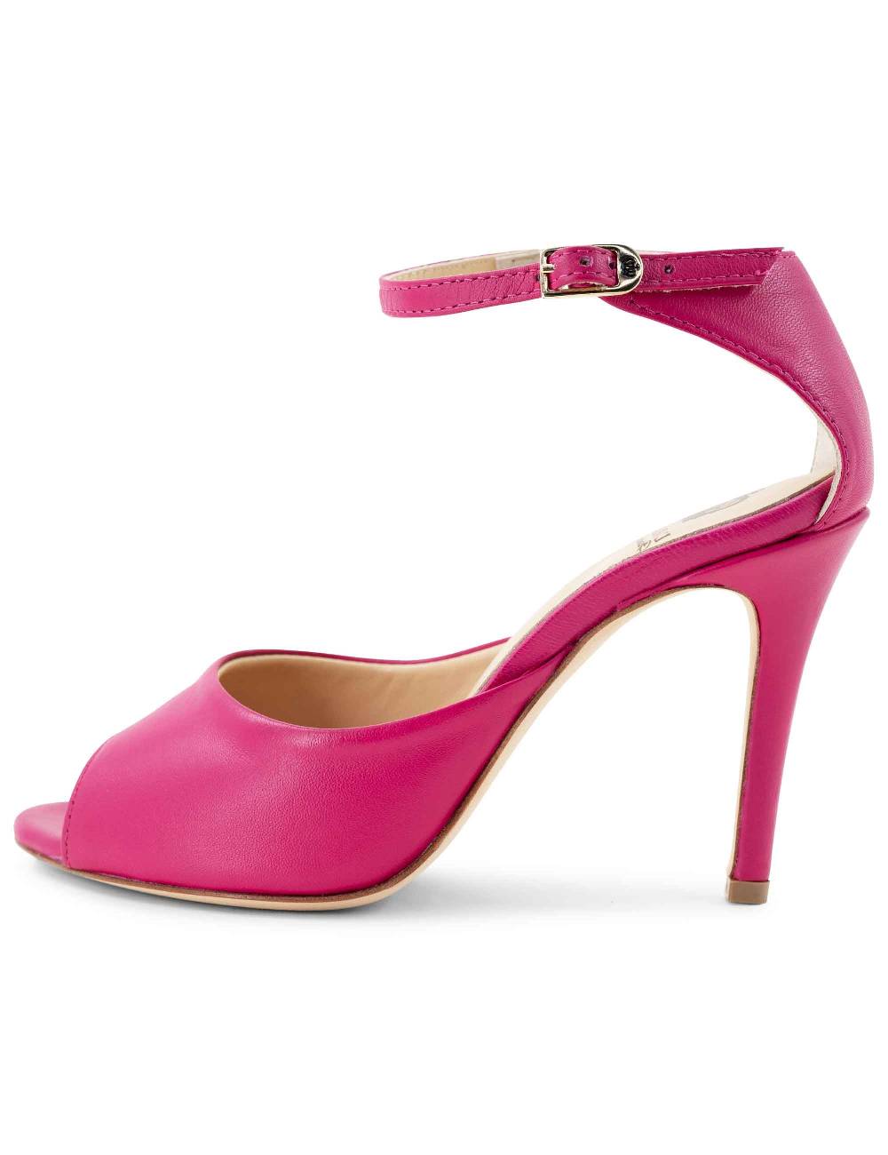 L'ARIANNA Sandali DS1518 donna in pelle fucsia con tacco alto e cinturino alla caviglia L'Arianna Spedizione Gratuita