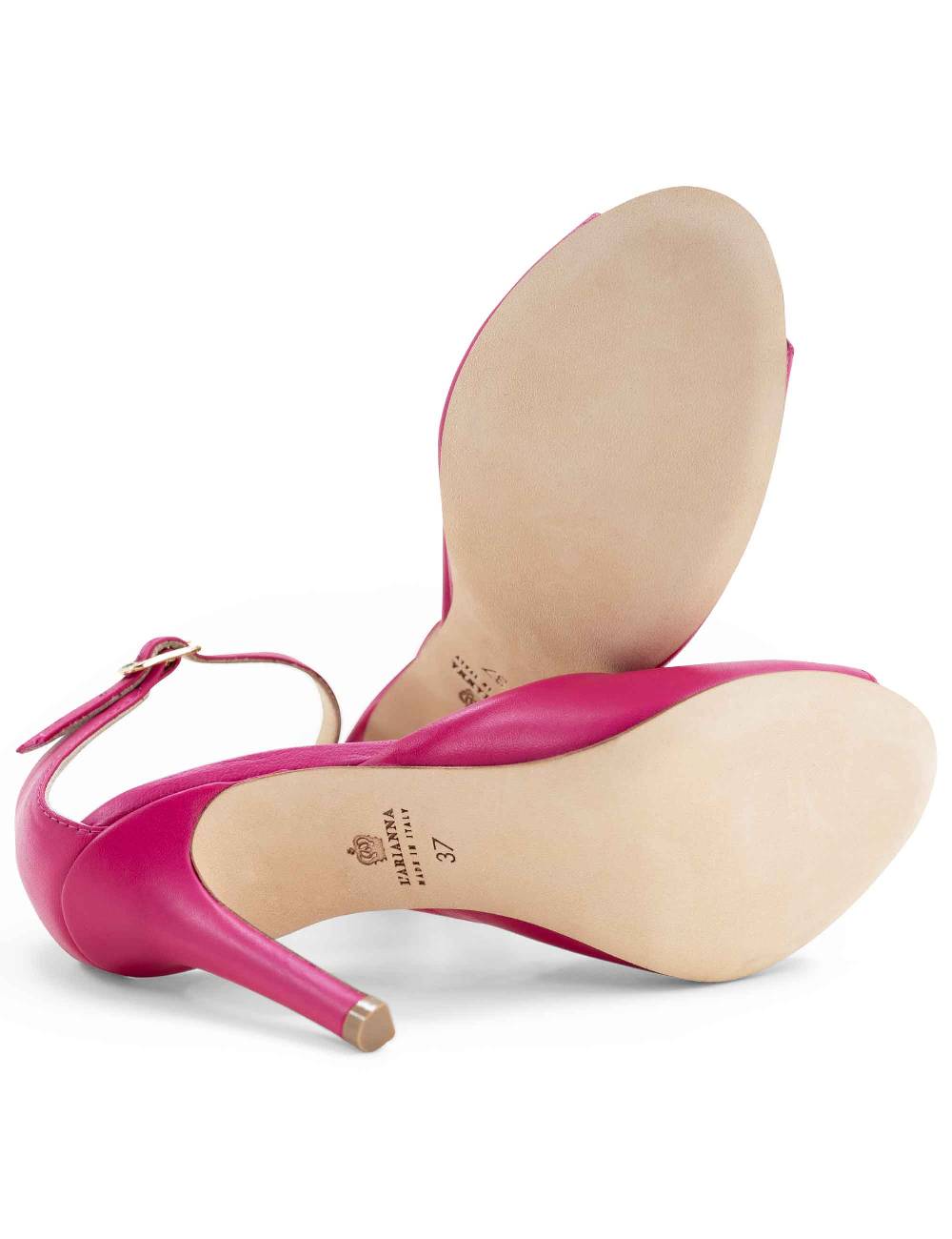 L'ARIANNA Sandali DS1518 donna in pelle fucsia con tacco alto e cinturino alla caviglia L'Arianna Spedizione Gratuita