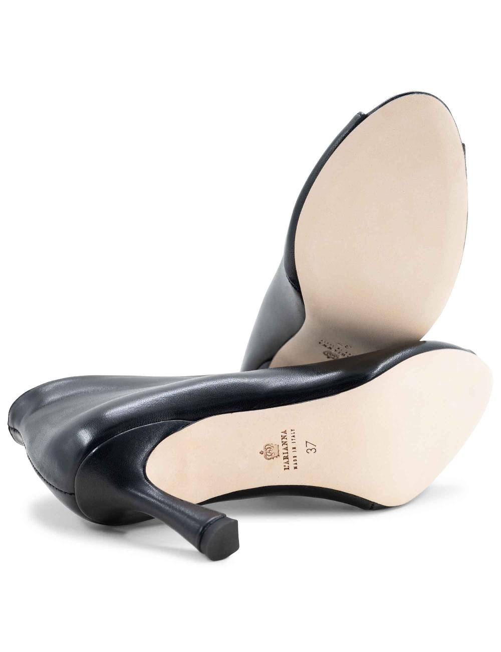 L'ARIANNA tronchetti sp8004 open toe donna in pelle nera con tacco alto Promozione Limitata