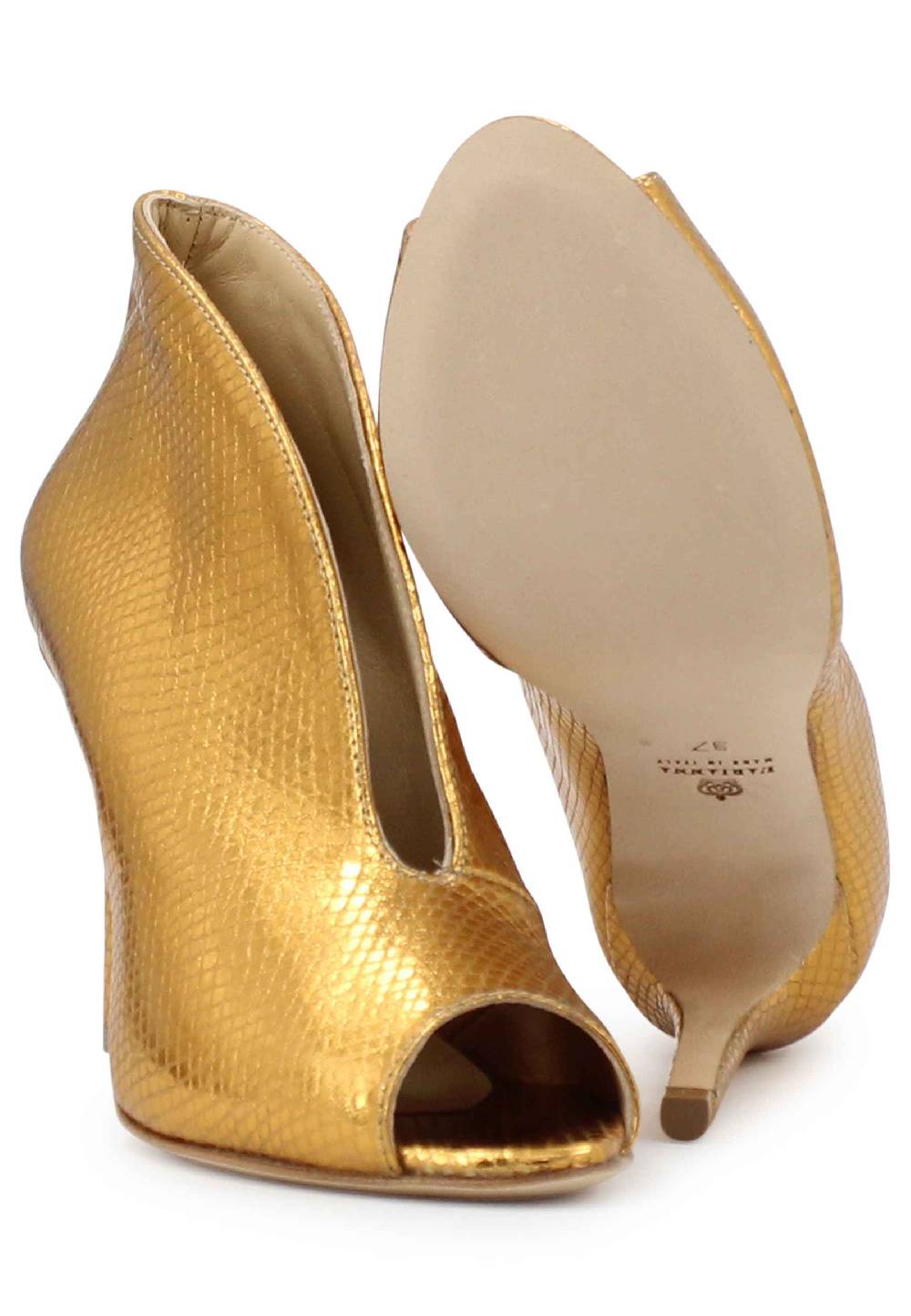 L'ARIANNA tronchetto SP8004 open toe donna in pelle laminata oro tacco alto Affare Del Giorno