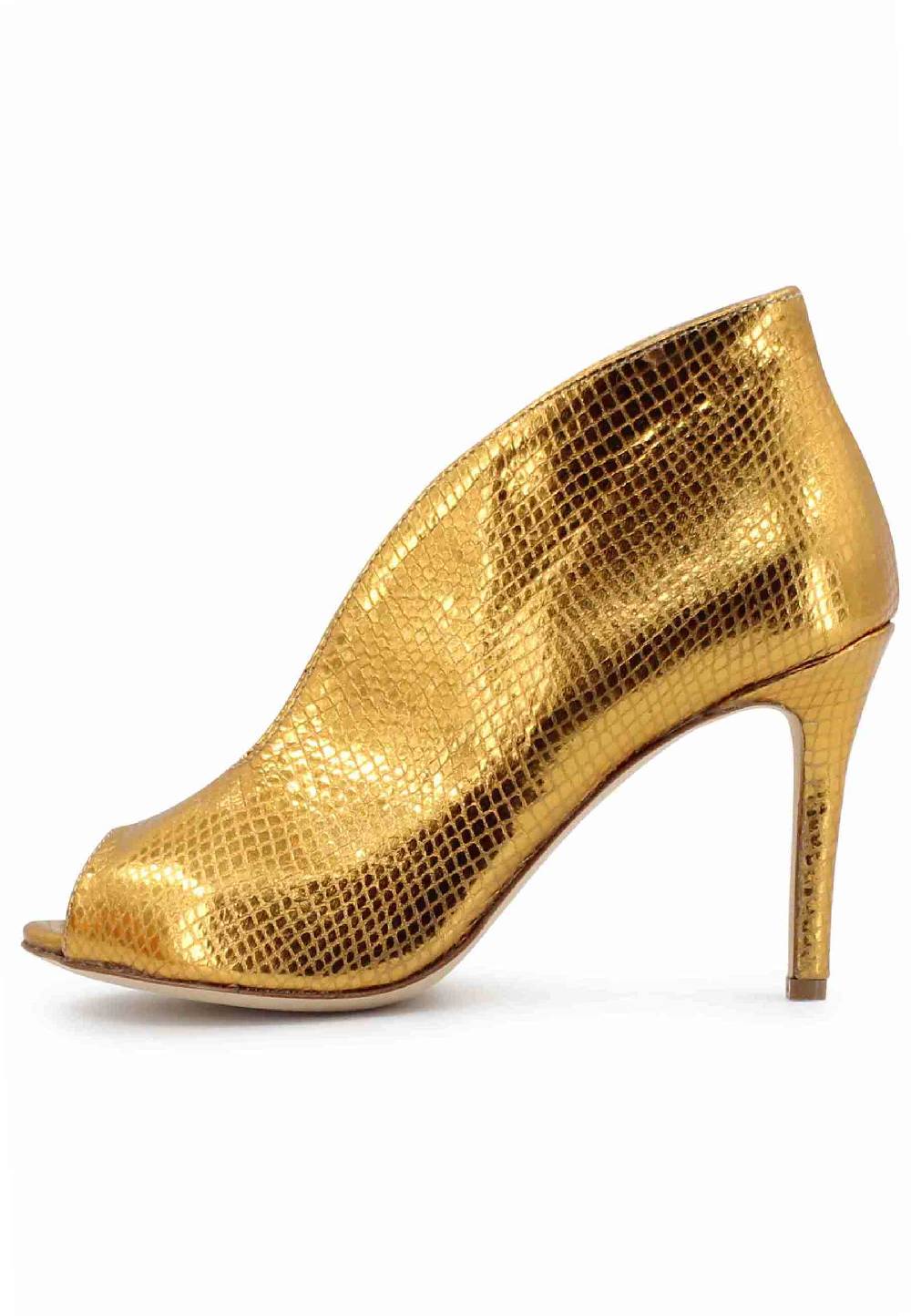L'ARIANNA tronchetto SP8004 open toe donna in pelle laminata oro tacco alto Affare Del Giorno