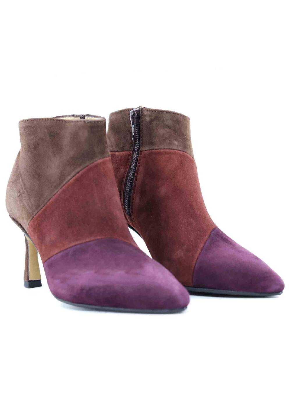 L'ARIANNA Stivaletti TR1672/RT in camoscio tre colori con tacco alto Convenienza