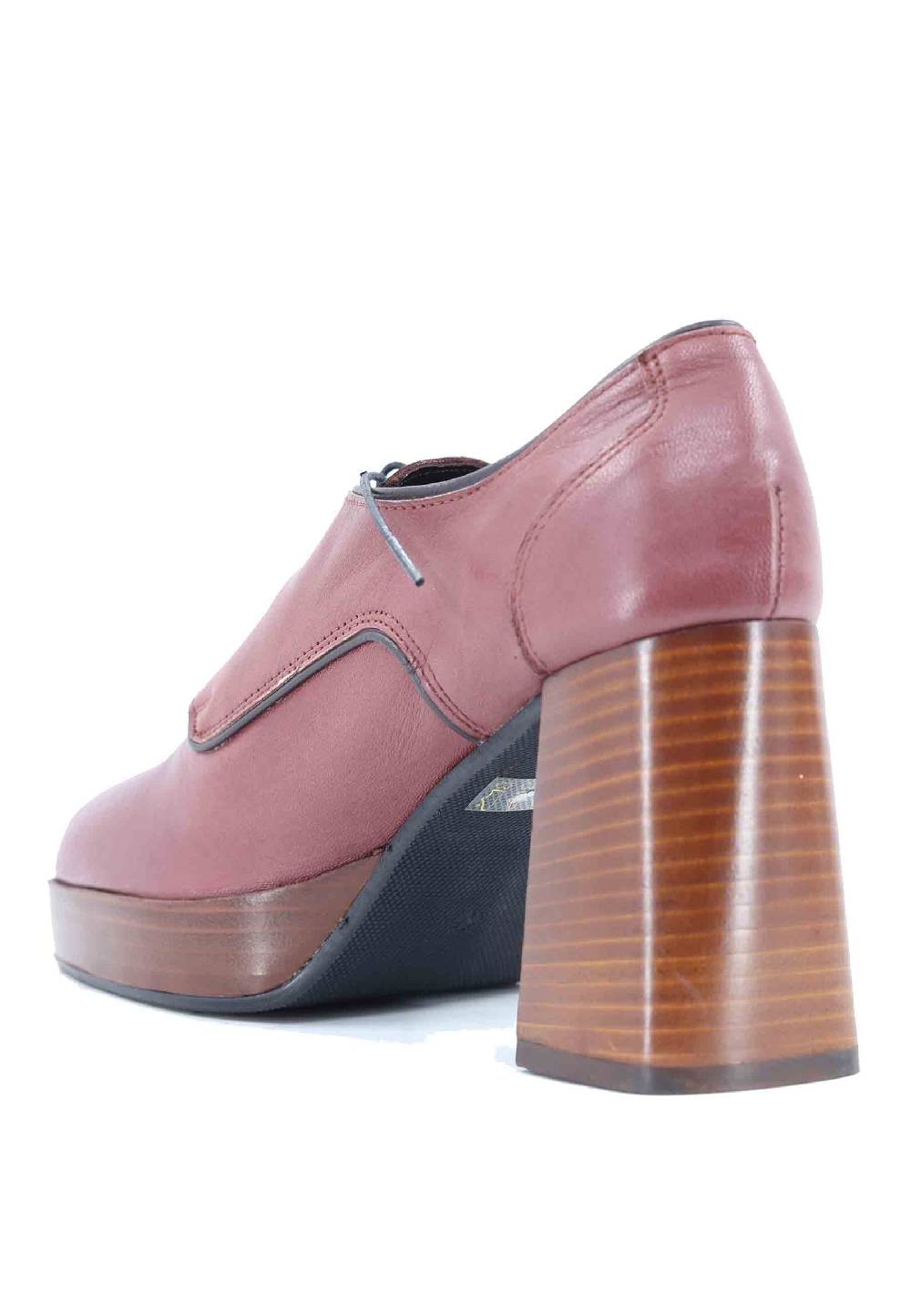 L'ARIANNA Stringate AL1700 donna in pelle rosa antico con tacco e plateau in cuoio Novità