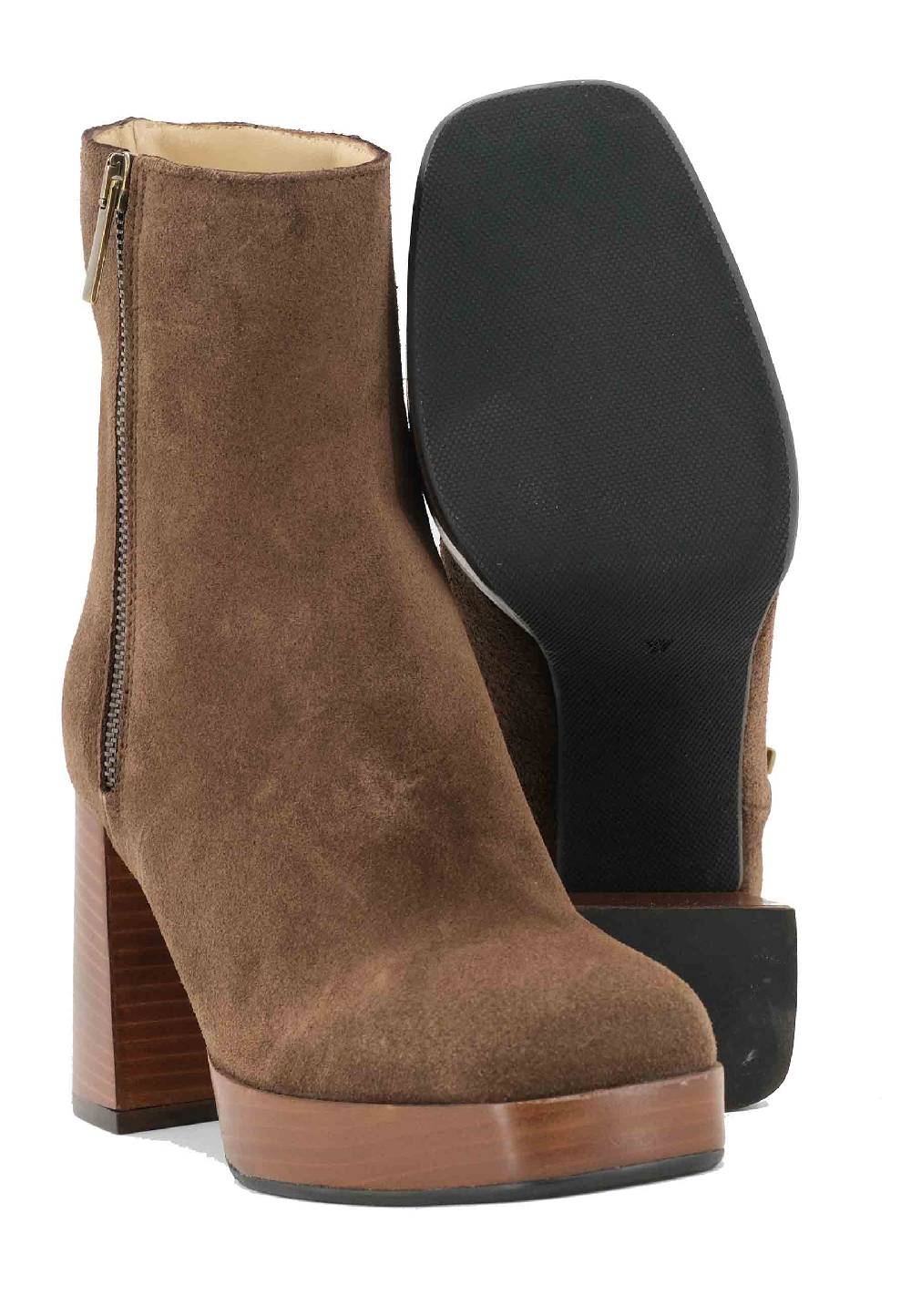 L'ARIANNA Stivaletti TR1665 in crosta marrone con tacco alto e plateau con zip esterna Outlet