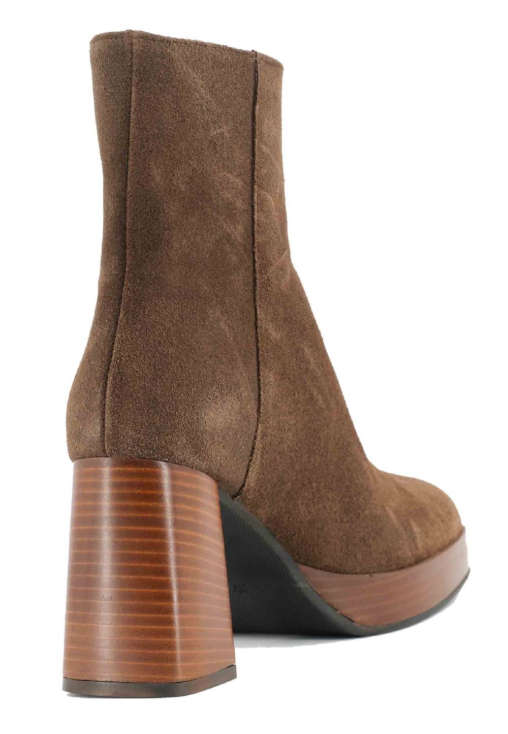 L'ARIANNA Stivaletti TR1665 in crosta marrone con tacco alto e plateau con zip esterna Outlet
