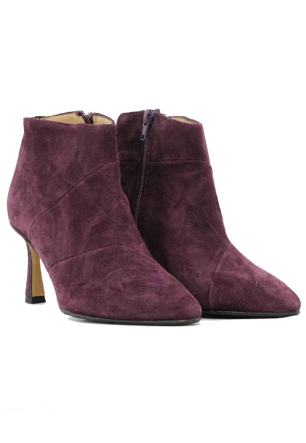 L'ARIANNA Stivaletti TR1672/RT in camoscio prugna con tacco alto Hotsell