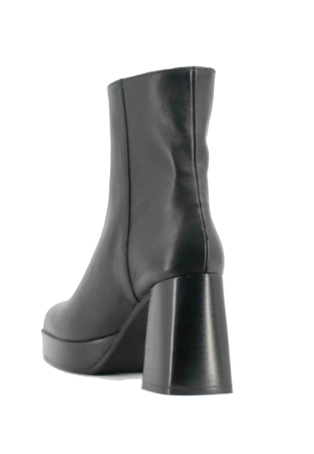 L'ARIANNA Stivaletti TR1665 in pelle nera con tacco alto e plateau con zip esterna Vendita Calda