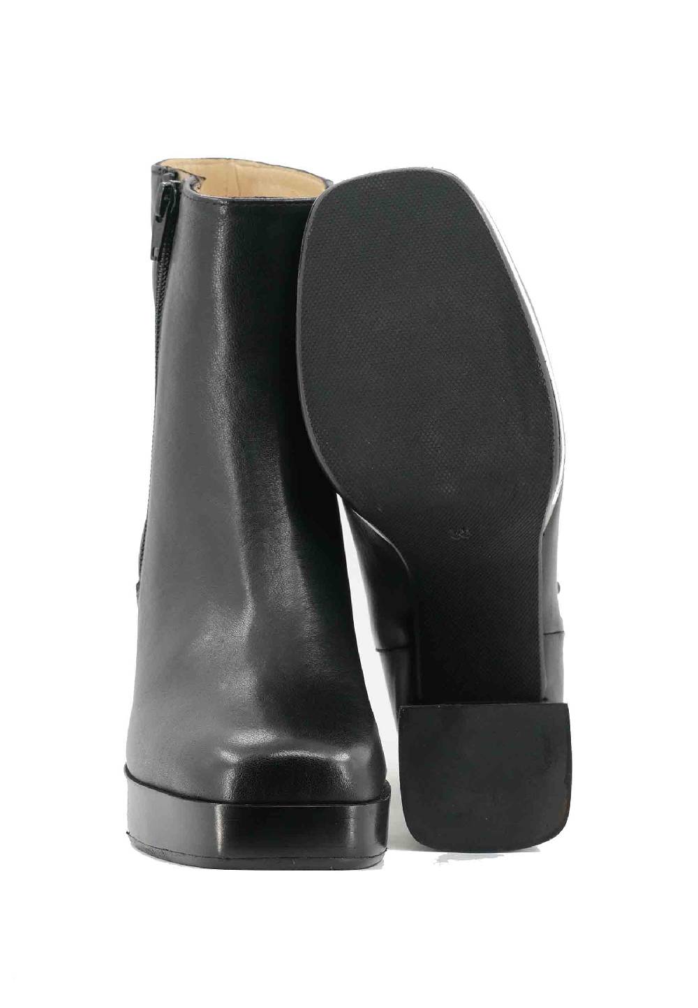 L'ARIANNA Stivaletti TR1665 in pelle nera con tacco alto e plateau con zip esterna Vendita Calda