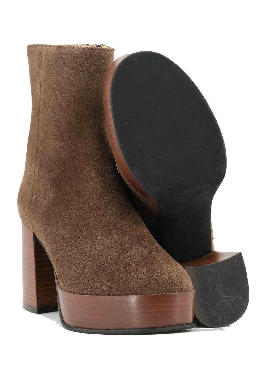 L'ARIANNA Stivaletti TR1556 in camsocio taupe con tacco alto e plateau con zip laterale di chiusura I Più Venduti