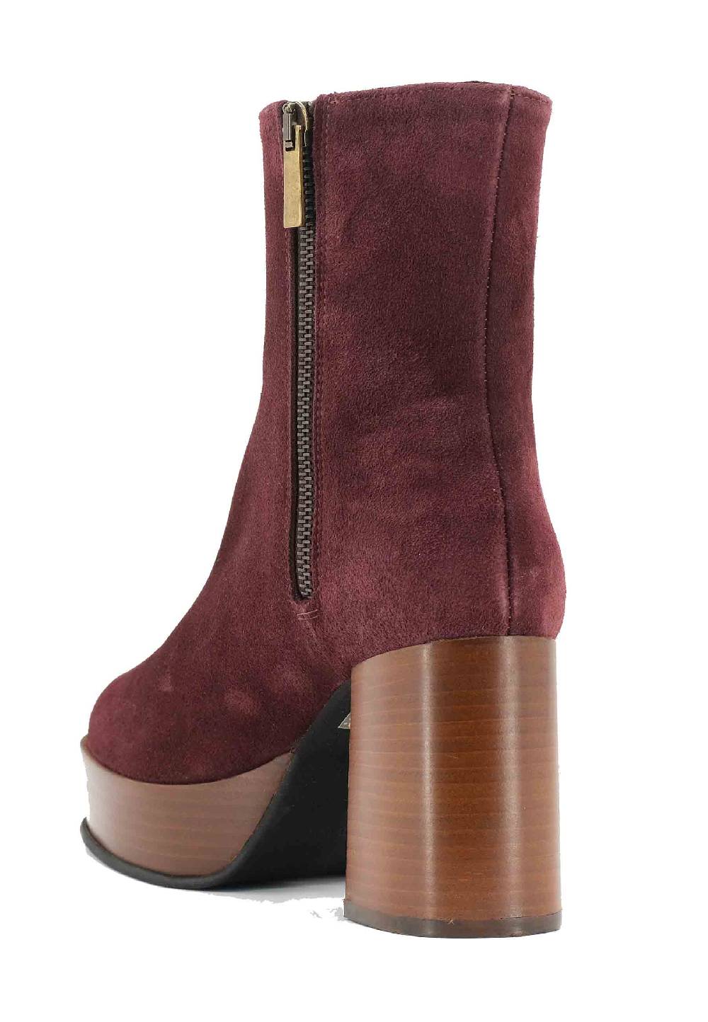 L'ARIANNA Stivaletti TR1556 in camoscio bordeaux con tacco alto e plateau con zip laterale di chiusura Vendite Flash