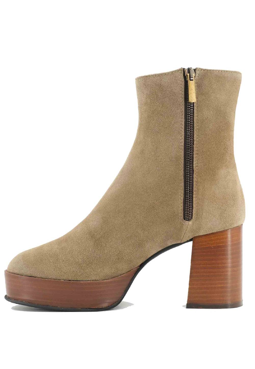 L'ARIANNA Stivaletti TR1556 in camoscio verde con tacco alto e plateau con zip laterale di chiusura Negozio