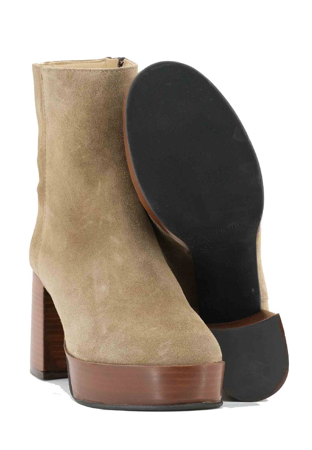 L'ARIANNA Stivaletti TR1556 in camoscio verde con tacco alto e plateau con zip laterale di chiusura Negozio