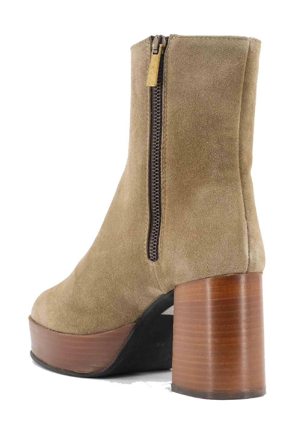 L'ARIANNA Stivaletti TR1556 in camoscio verde con tacco alto e plateau con zip laterale di chiusura Negozio