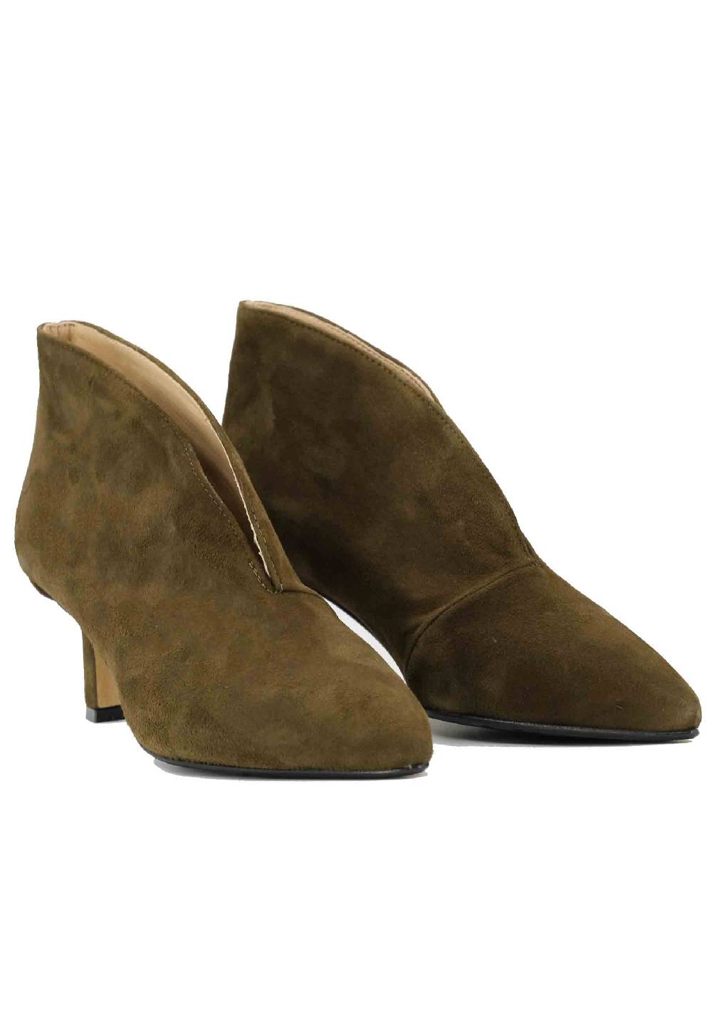 L'ARIANNA Stivaletti TR8006/RT Ankle boot in camoscio verde con tacco basso Nuova