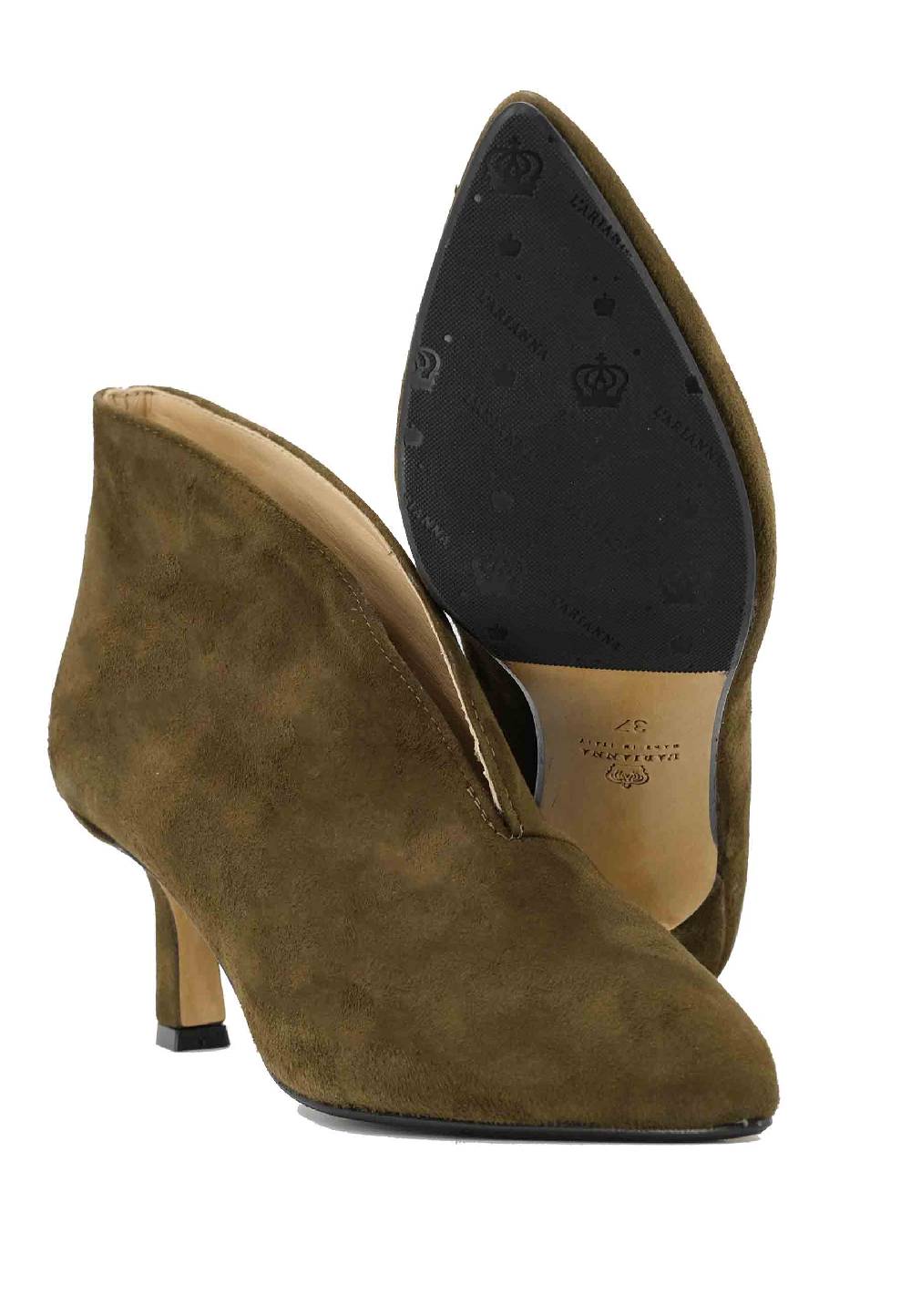 L'ARIANNA Stivaletti TR8006/RT Ankle boot in camoscio verde con tacco basso Nuova