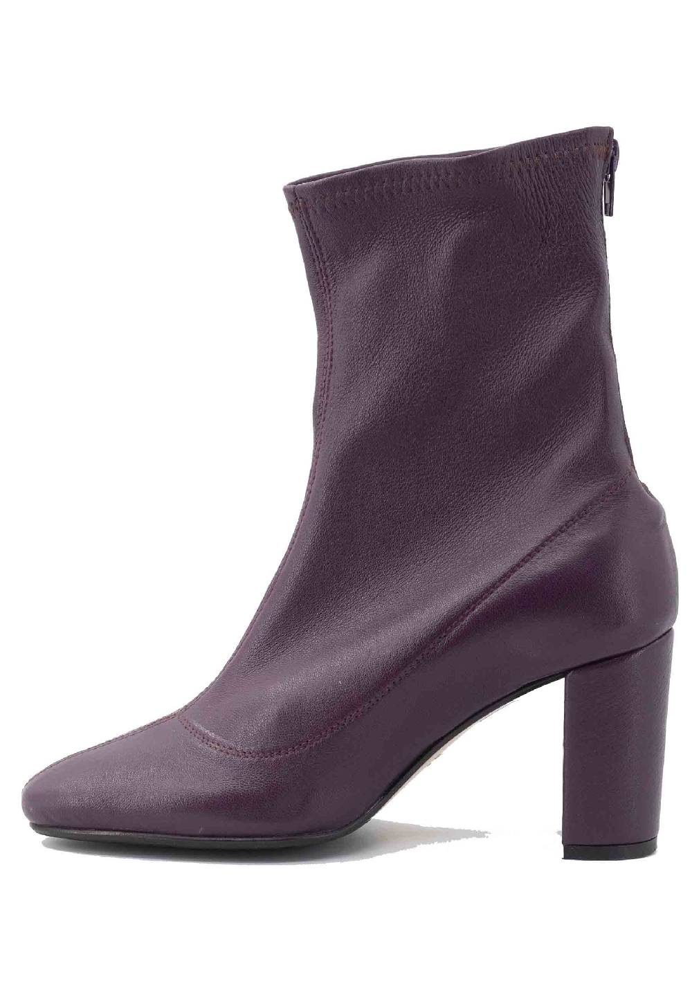 L'ARIANNA Stivaletti EL3002 in pelle elasticizzata prugna con tacco alto 2025