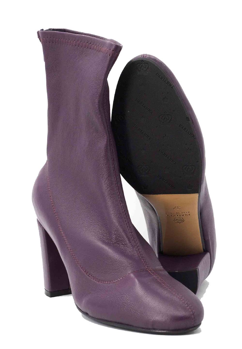 L'ARIANNA Stivaletti EL3002 in pelle elasticizzata prugna con tacco alto 2025