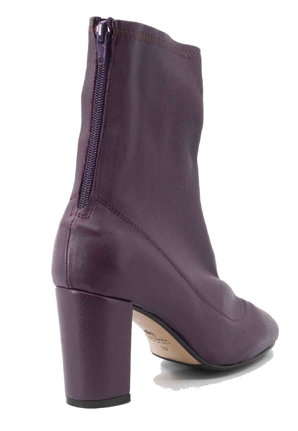 L'ARIANNA Stivaletti EL3002 in pelle elasticizzata prugna con tacco alto 2025