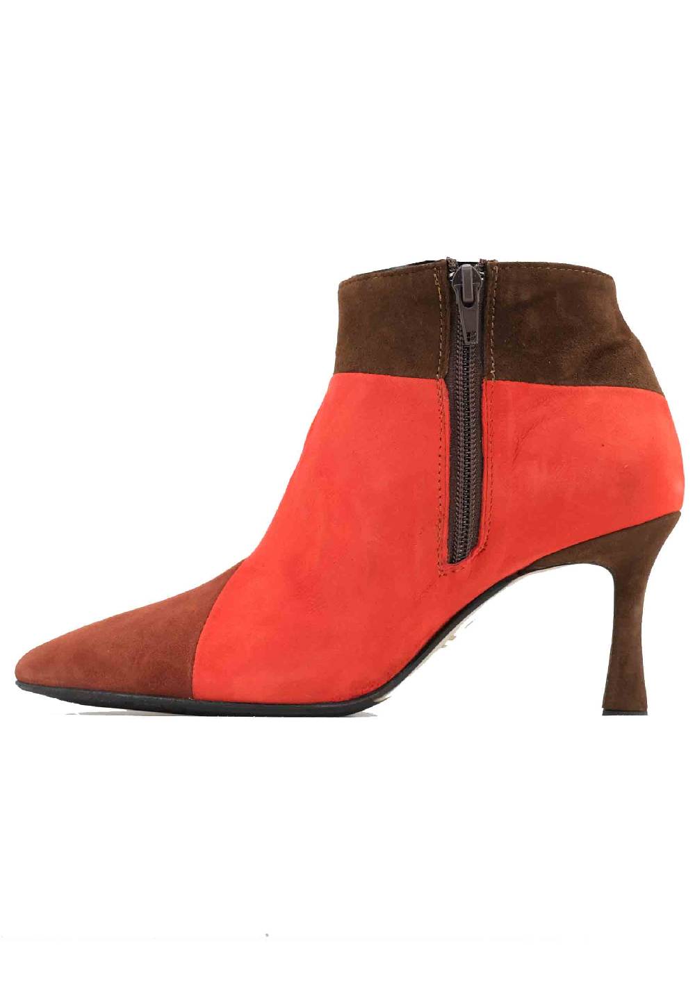 L'ARIANNA Stivaletti TR1672/RT in camoscio mattone con tacco alto Italia