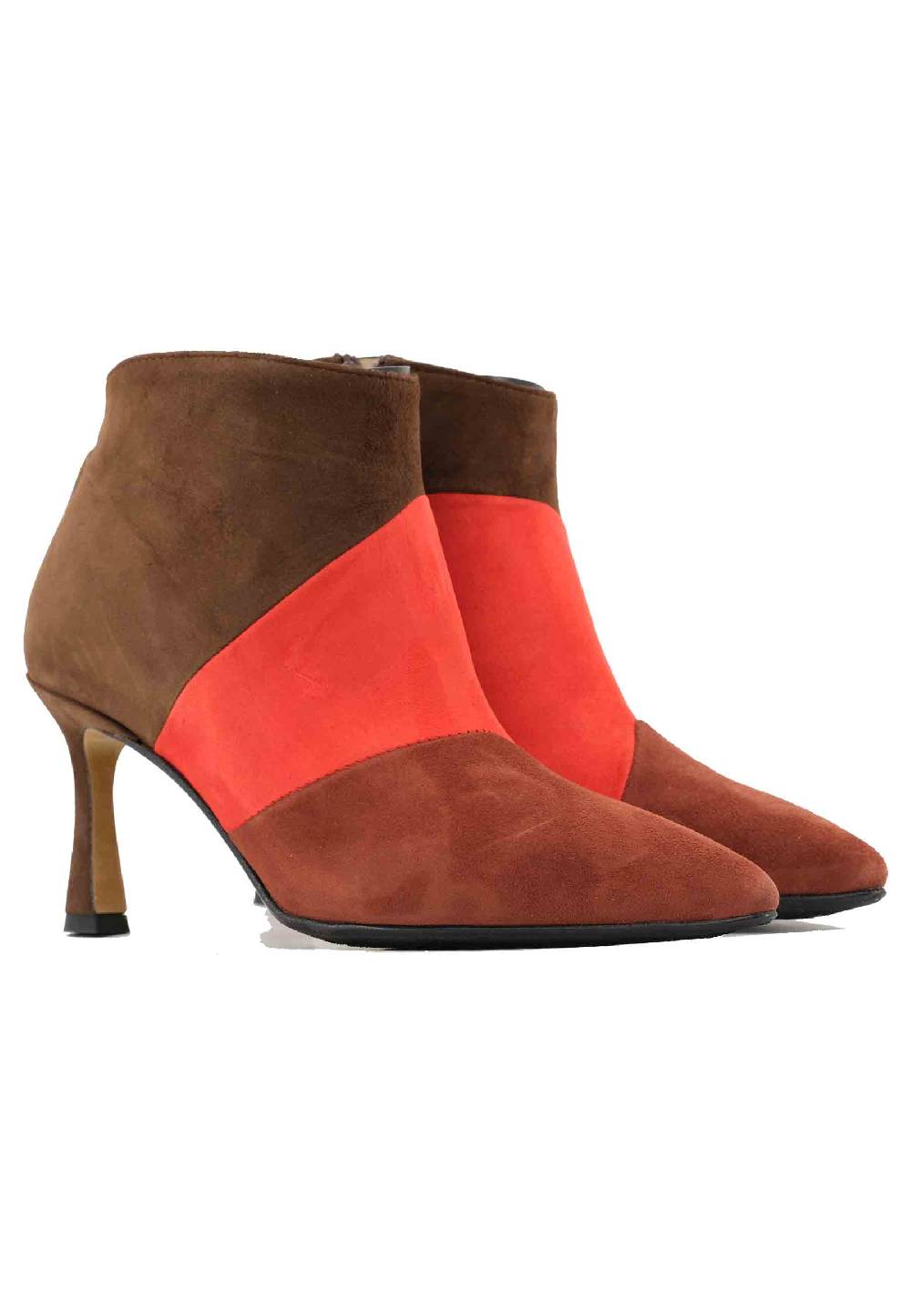 L'ARIANNA Stivaletti TR1672/RT in camoscio mattone con tacco alto Italia