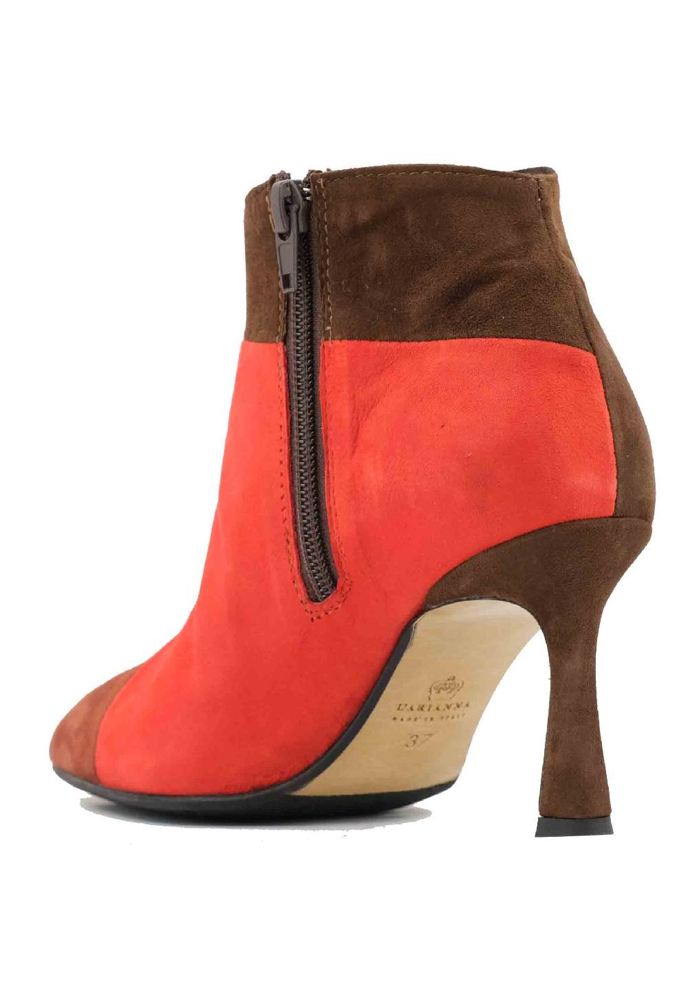 L'ARIANNA Stivaletti TR1672/RT in camoscio mattone con tacco alto Italia