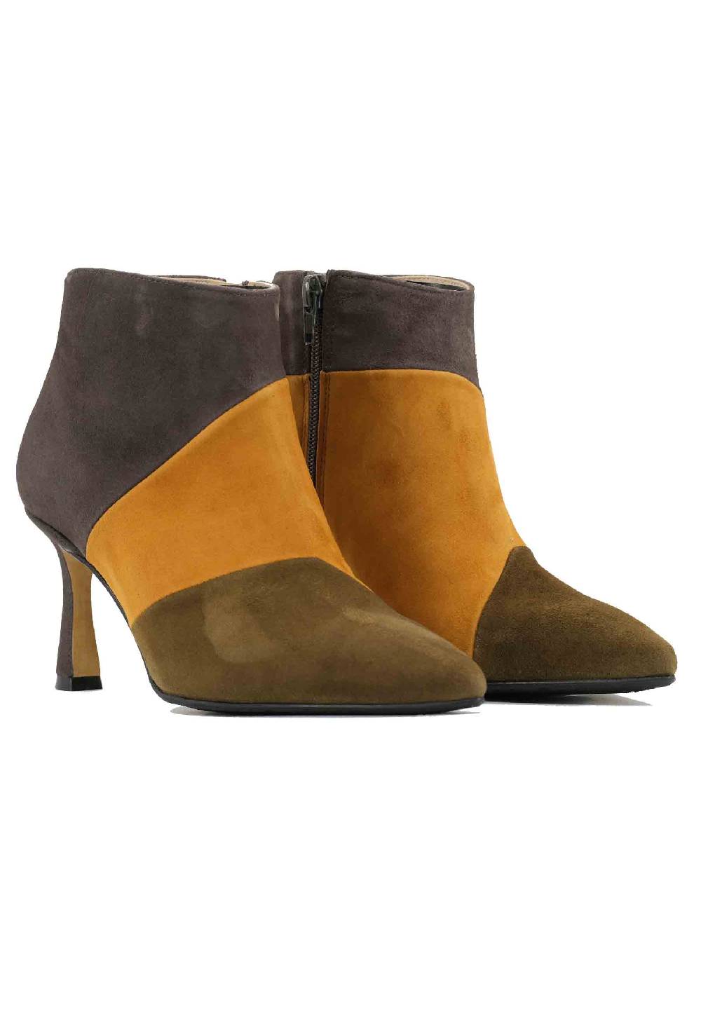 L'ARIANNA Stivaletti TR1672/RT in camoscio verde con tacco alto 50% di sconto per tempo limitato