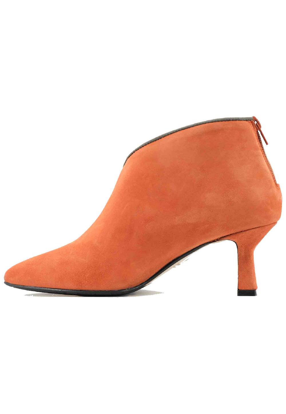 L'ARIANNA Stivaletti TR1662/RT in camoscio arancione con zip posteriore Vendita