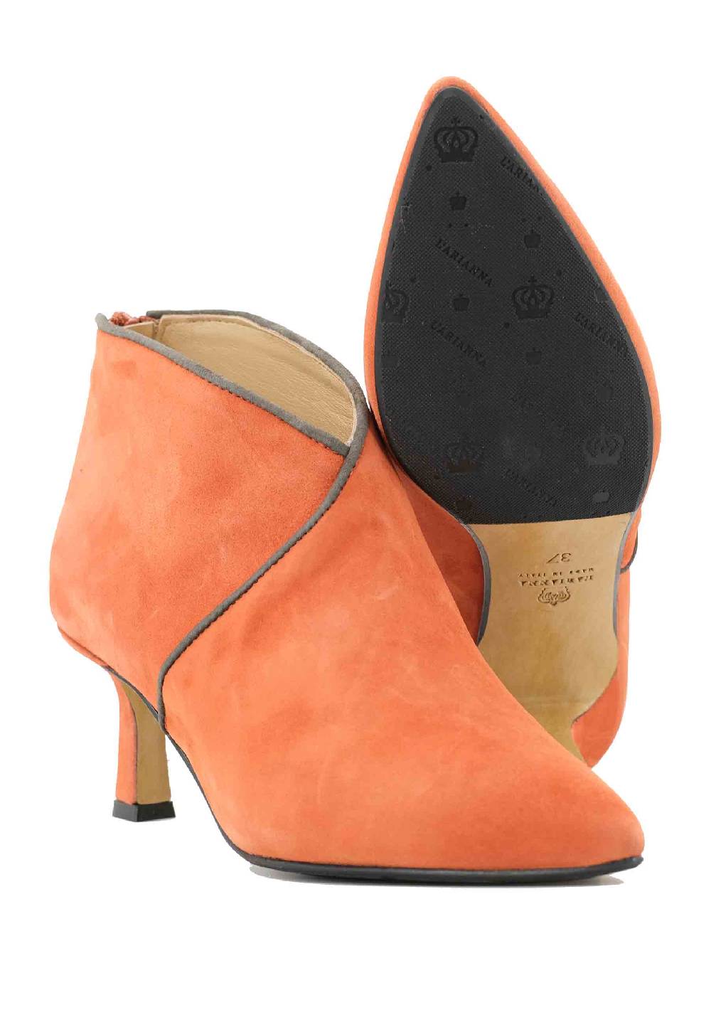 L'ARIANNA Stivaletti TR1662/RT in camoscio arancione con zip posteriore Vendita