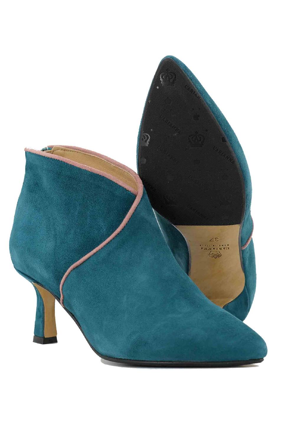 L'ARIANNA Stivaletti TR1662/RT in camoscio blu oceano con zip posteriore Promozione