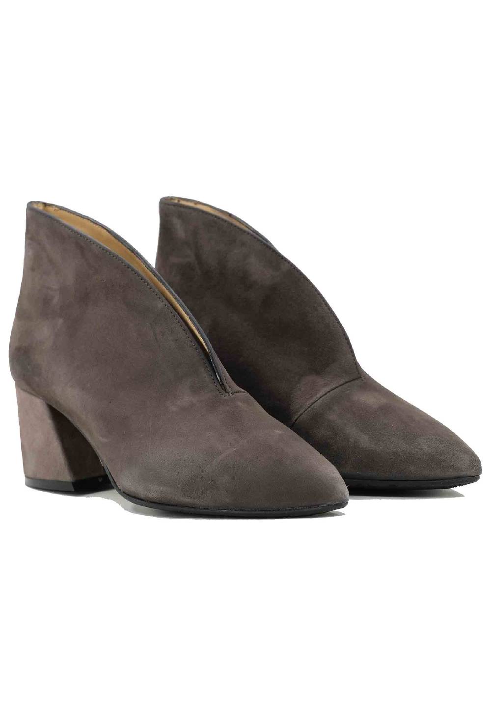 L'ARIANNA Stivaletti TR8006/G Ankle boot in camoscio grigio con tacco largo Pezzi Unici