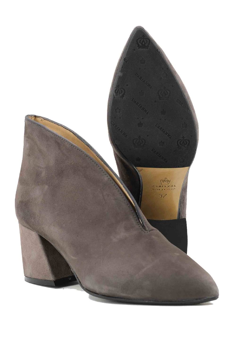 L'ARIANNA Stivaletti TR8006/G Ankle boot in camoscio grigio con tacco largo Pezzi Unici