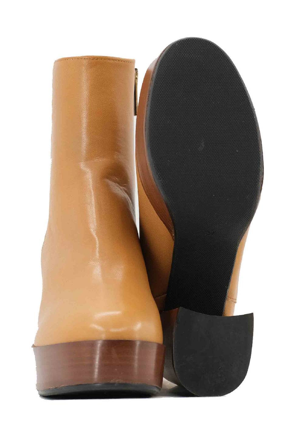 L'ARIANNA Stivaletti TR1556 in pelle senape con tacco alto e plateau con zip laterale di chiusura Qualità Garantita