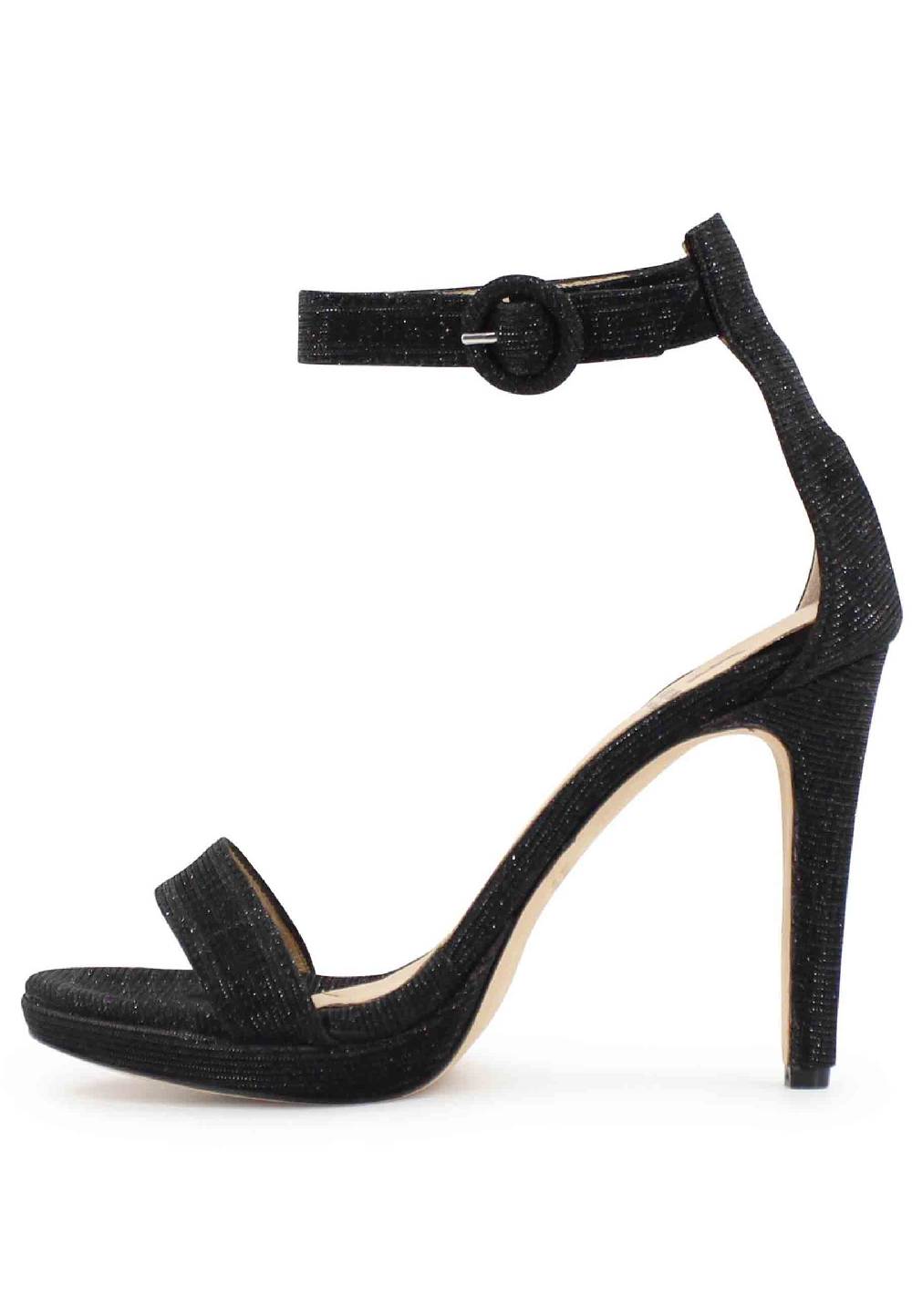 L'ARIANNA Sandali DS7016 donna in tessuto luminor blu notte tacco alto e cinturino alla caviglia Prezzo Ridotto