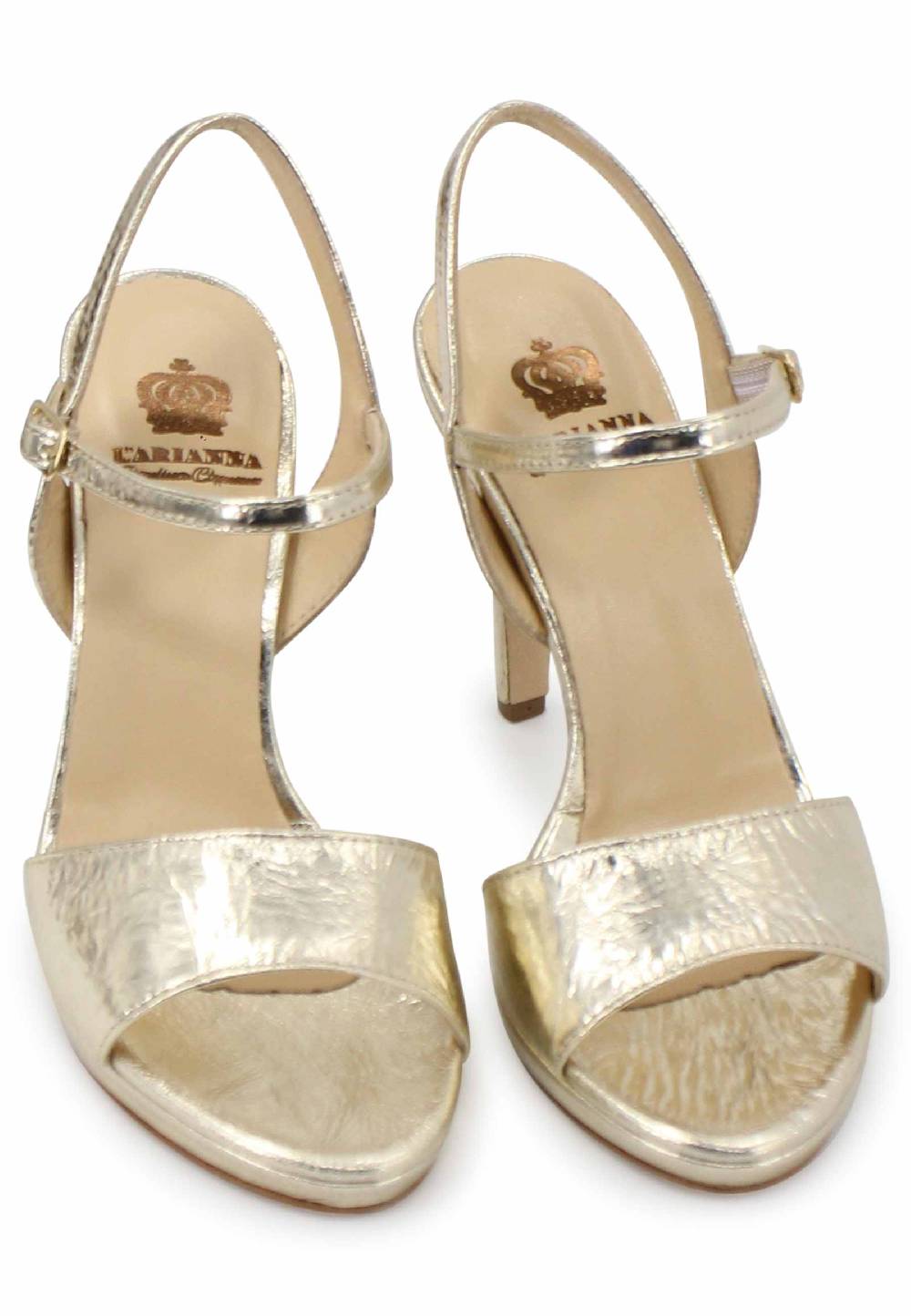 L'ARIANNA Sandali DS7055 donna in pelle oro con tacco alto a spillo Sottocosto