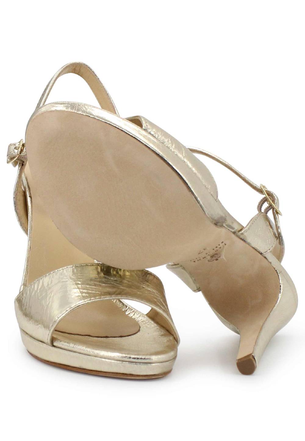 L'ARIANNA Sandali DS7055 donna in pelle oro con tacco alto a spillo Sottocosto