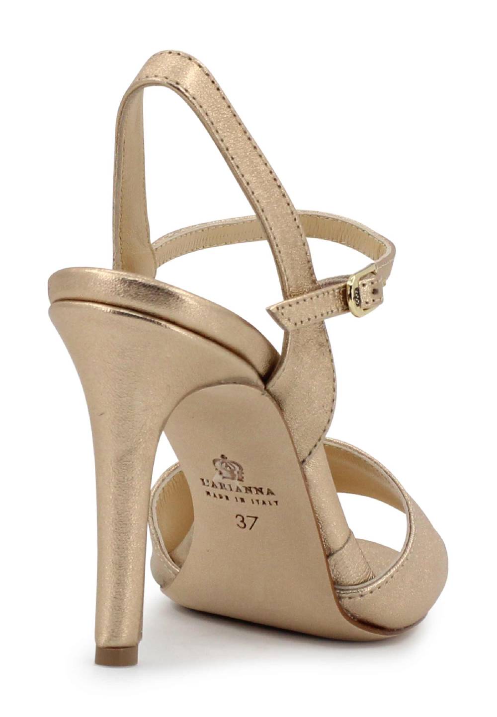 L'ARIANNA Sandali DS7053 donna in pelle laminata nude con tacco alto e cinturino alla caviglia Novità