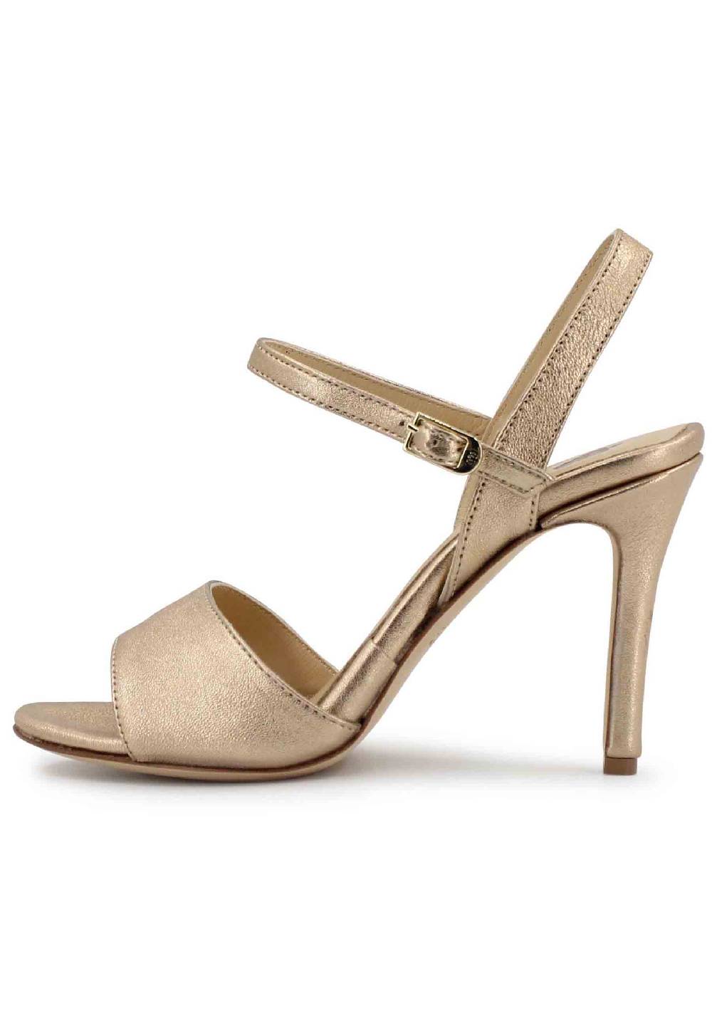 L'ARIANNA Sandali DS7053 donna in pelle laminata nude con tacco alto e cinturino alla caviglia Novità