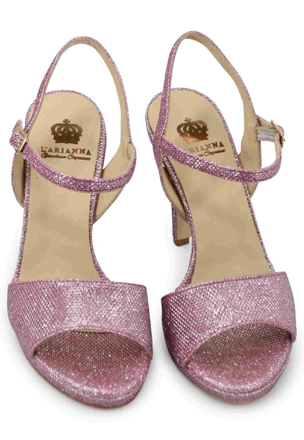L'ARIANNA Sandali DS7055 donna in glitter rosa con tacco alto a spillo Presa
