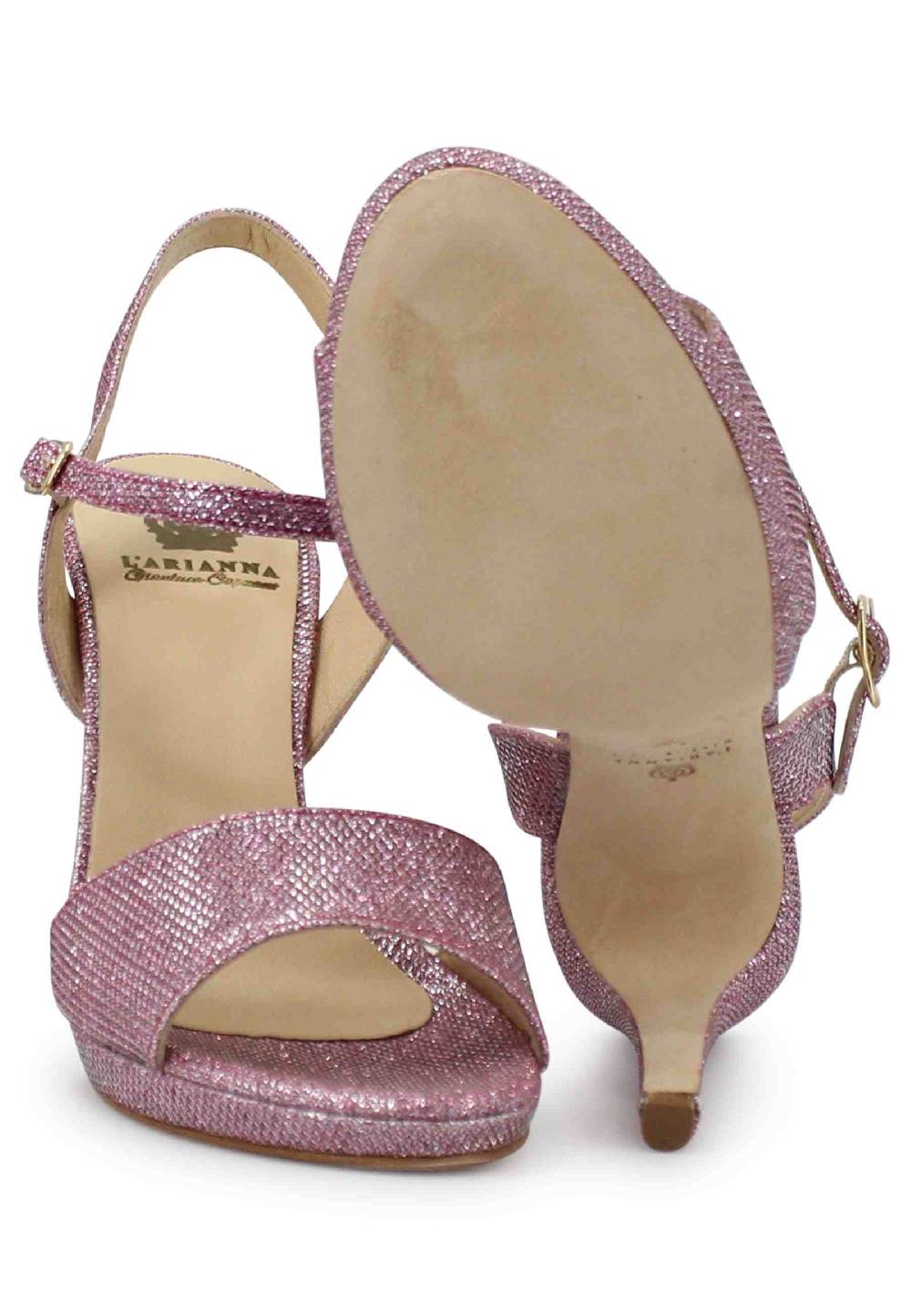 L'ARIANNA Sandali DS7055 donna in glitter rosa con tacco alto a spillo Presa