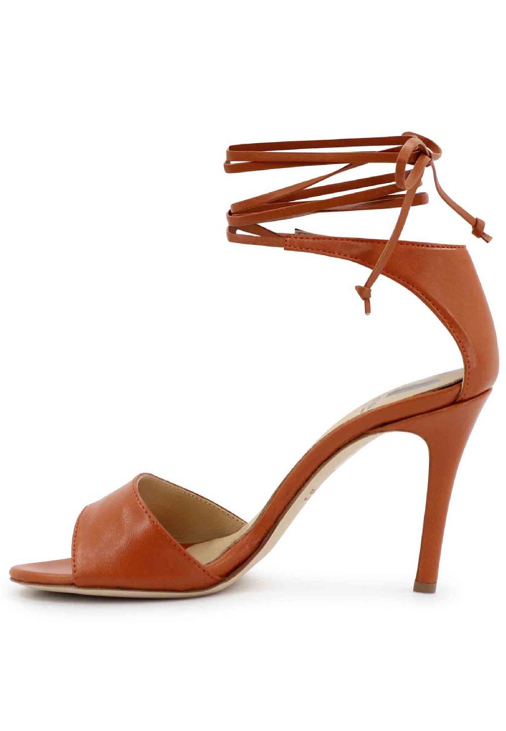 L'ARIANNA Sandali DS7042 da donna in pelle mattone tacco alto con tacco alto e laccetti alla caviglia Offerta