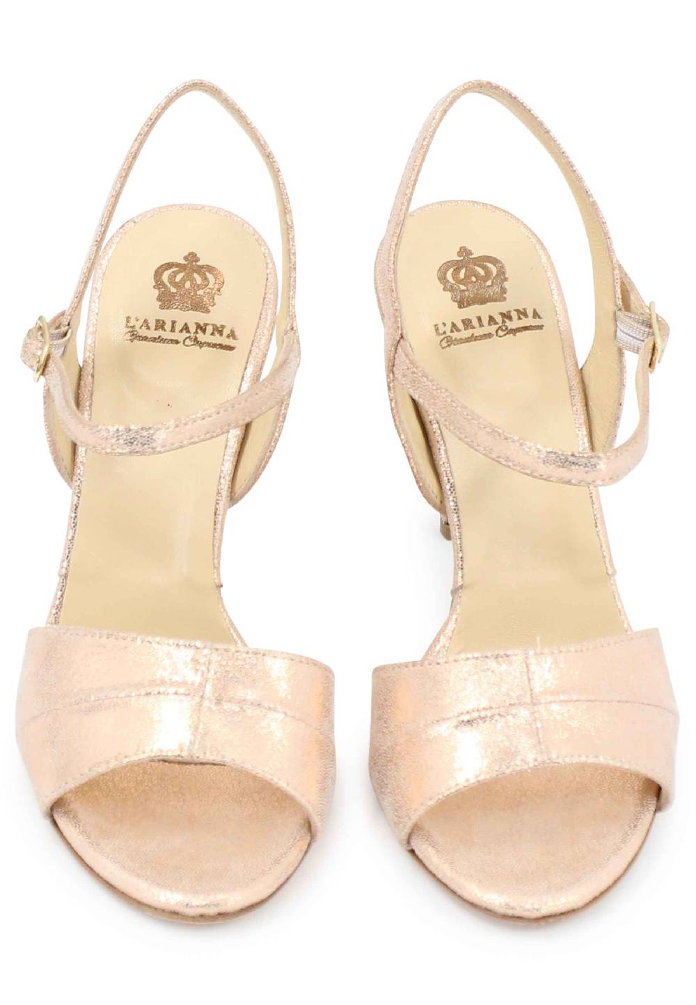 L'ARIANNA Sandali ds1643 da donna in pelle laminata salmone con tacco alto e cinturino alla caviglia Economico