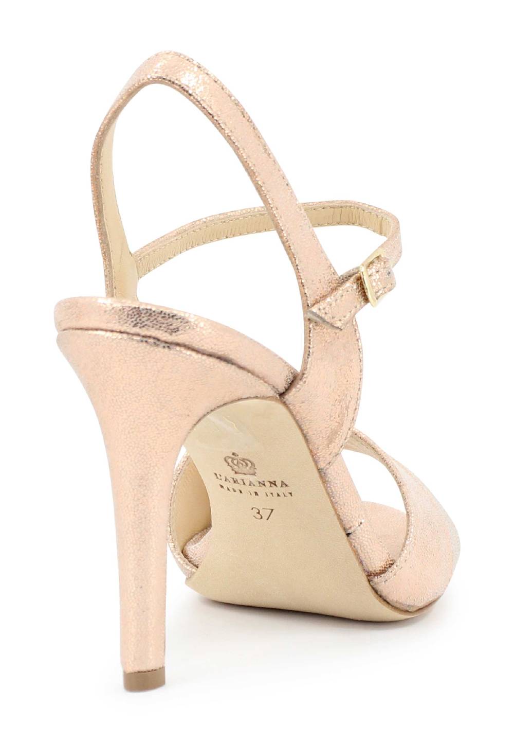 L'ARIANNA Sandali ds1643 da donna in pelle laminata salmone con tacco alto e cinturino alla caviglia Economico