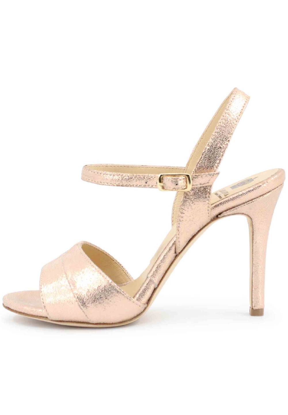 L'ARIANNA Sandali ds1643 da donna in pelle laminata salmone con tacco alto e cinturino alla caviglia Economico